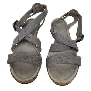 Womens 8.5 Tsubo Wedge Shoes Iry 8561 Gray Snake Cork Accents 2.5” Strappy